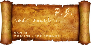Pakó Jonatán névjegykártya